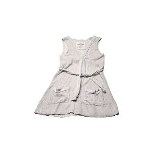 HOLLISTER Womens Small Light Gray Tie Front Cardigan Sweater Sleeveless Cotton